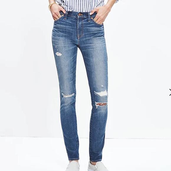 Madewell 9” Inch High Rise Skinny Rip and Repair Edition Jeans - Picture 1 of 8